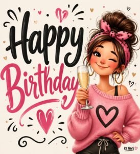 woman happy birthday
