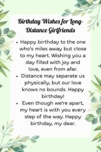 Birthday Wishes for Long Distance Wife